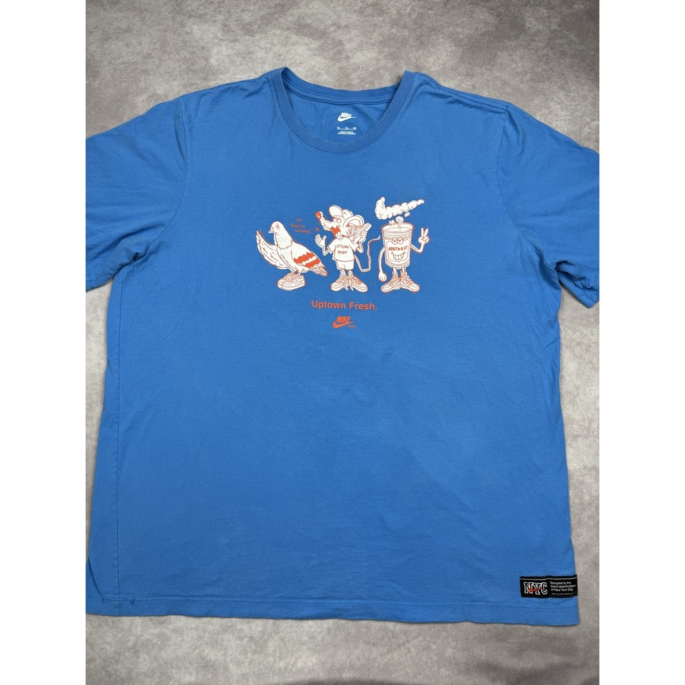 Nike Shirt Mens 2XL Blue Uptown Fresh NYC Cartoon‎ Graphic Tee Air Force 1 NYC